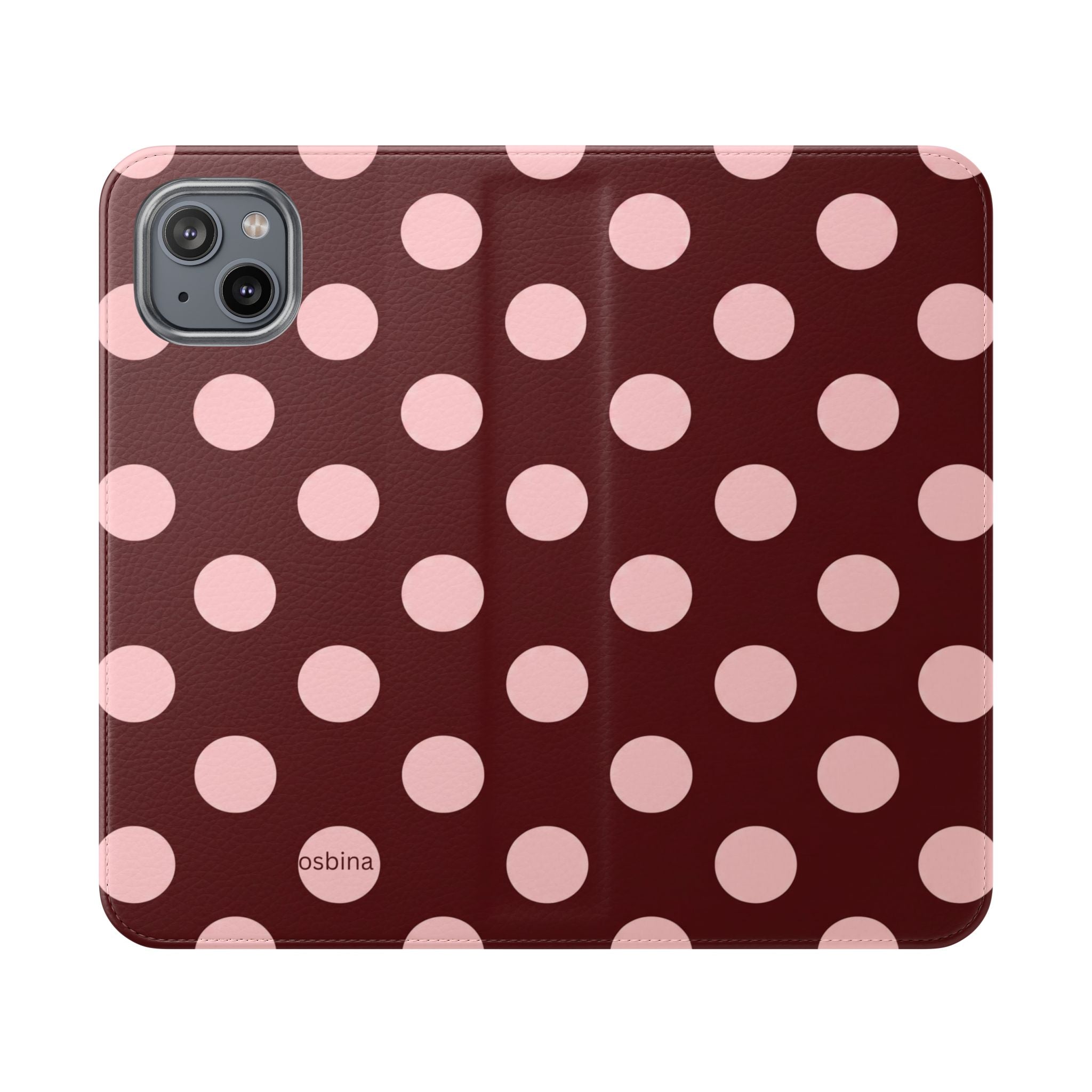 osbina | Wallet Flip Case for iPhone & Samsung | Oxblood Dot