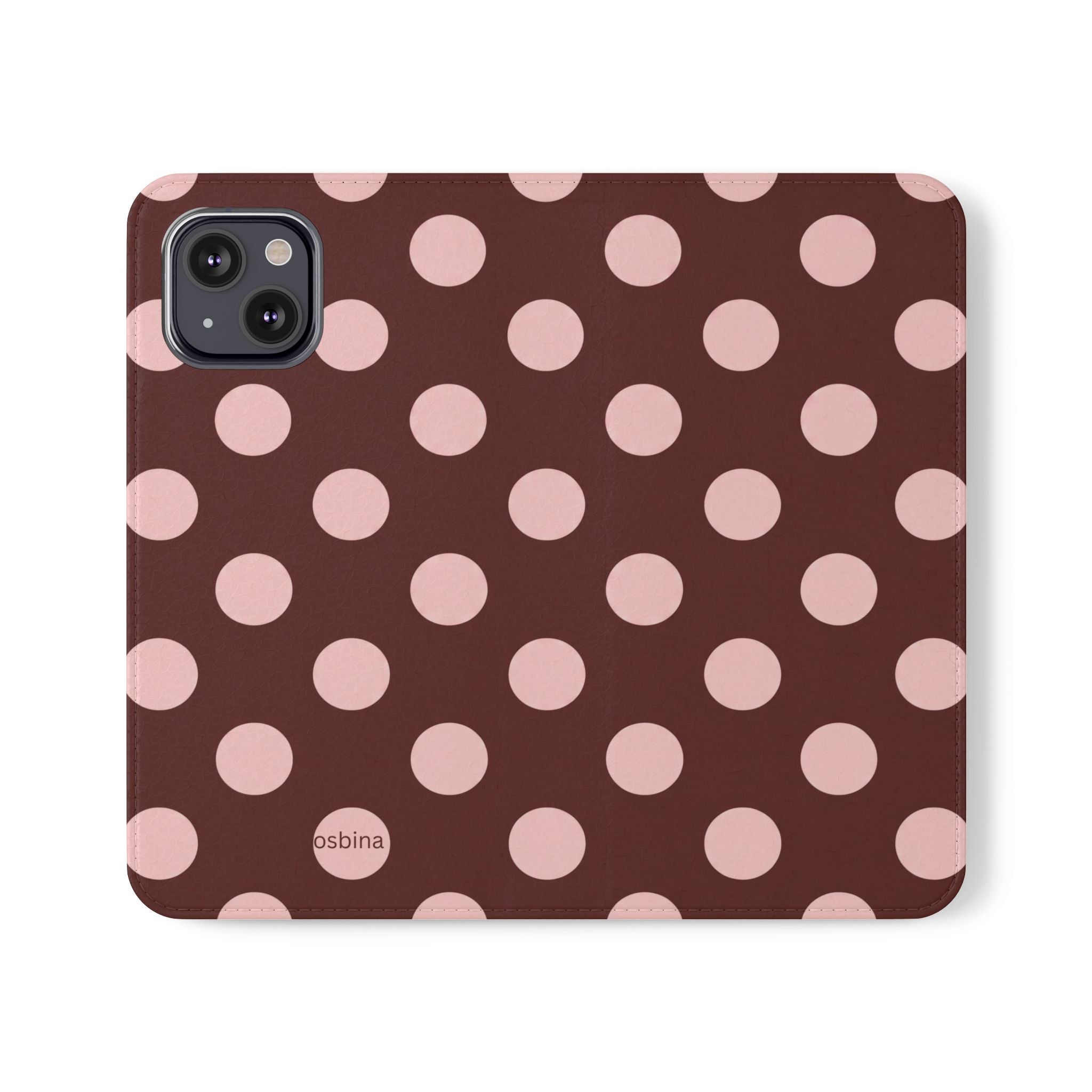 osbina | Wallet Flip Case for iPhone & Samsung | Oxblood Dot