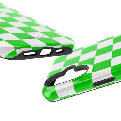 osbina | MagSafe compatible for iPhone | Neon Verdi Checks Phone Case | Color Edit Collection