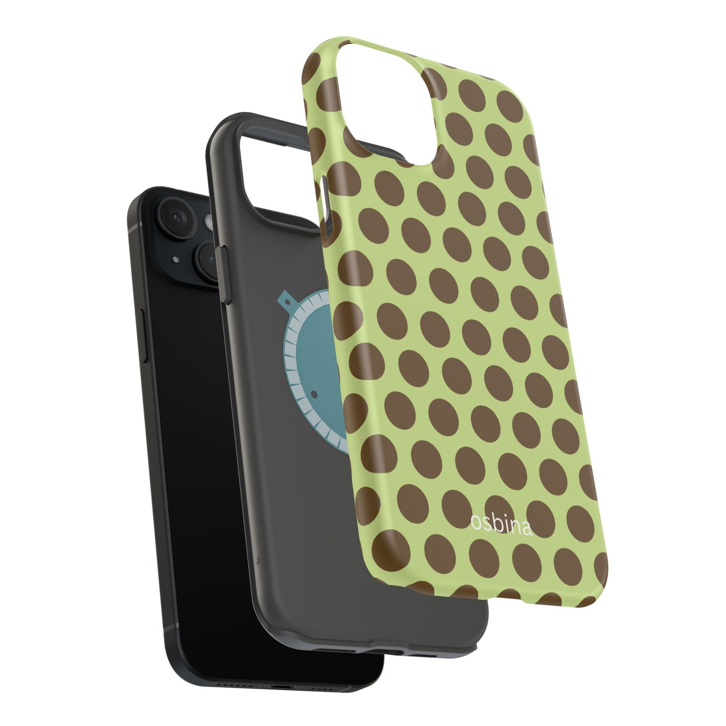 osbina | MagSafe compatible for iPhone | Chartreuse Cocoa Dots Phone Case | Color Edit Collection