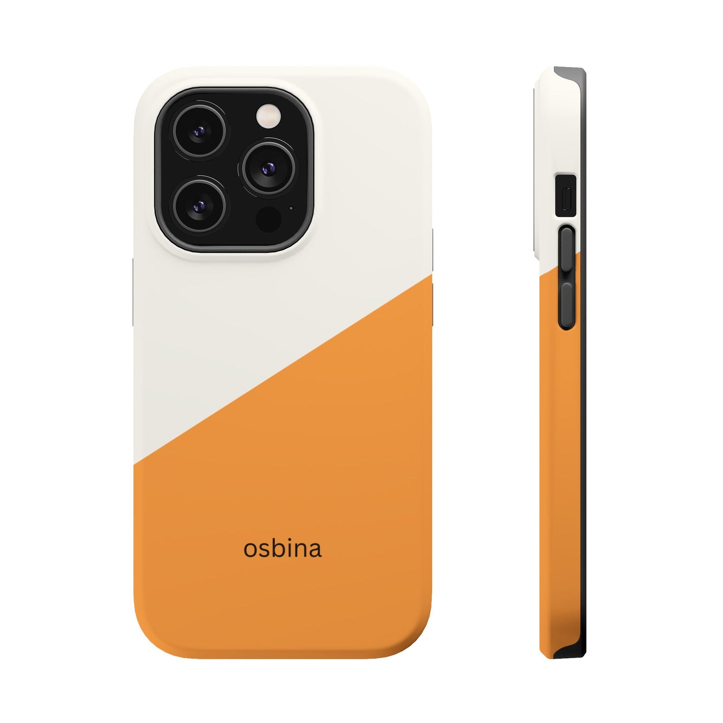 osbina | MagSafe Compatible for iPhone | Divide & Conquer — The Orange + White Split Diagonal Case | The Season Collective