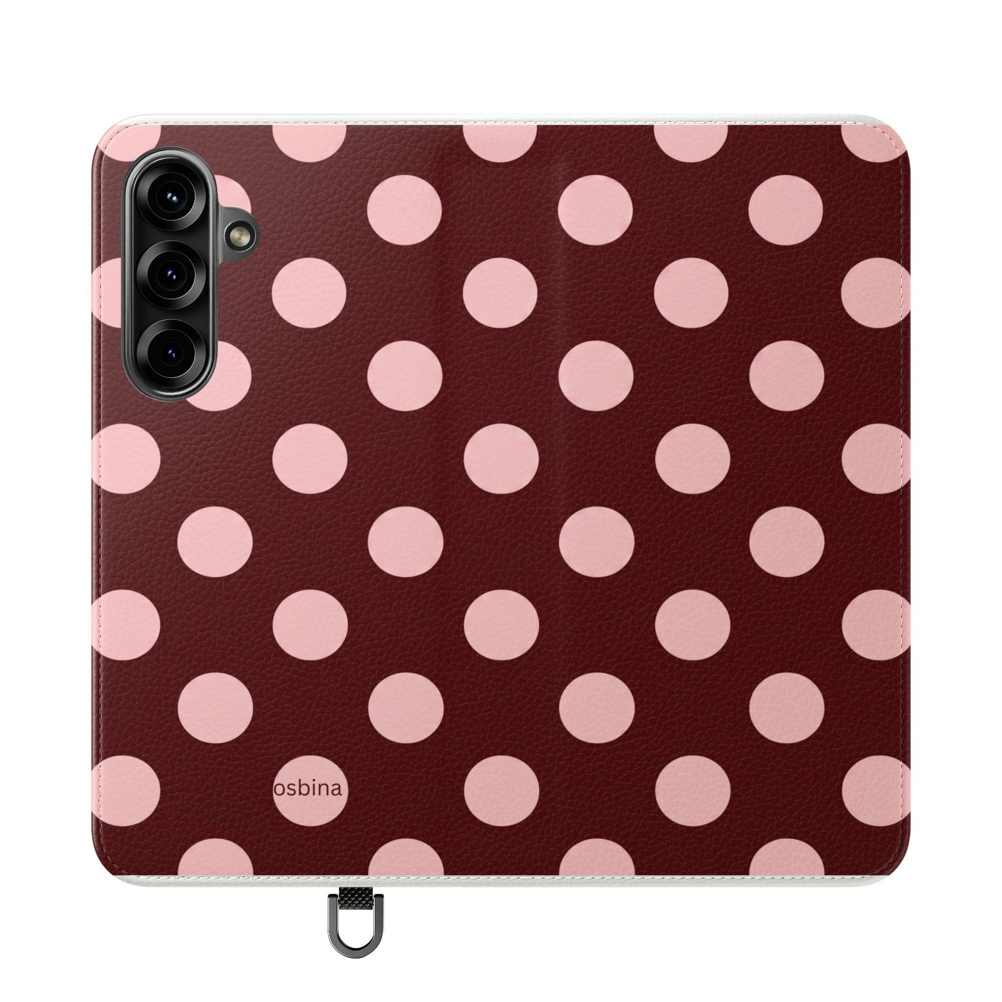 osbina | Wallet Flip Case for iPhone & Samsung | Oxblood Dot