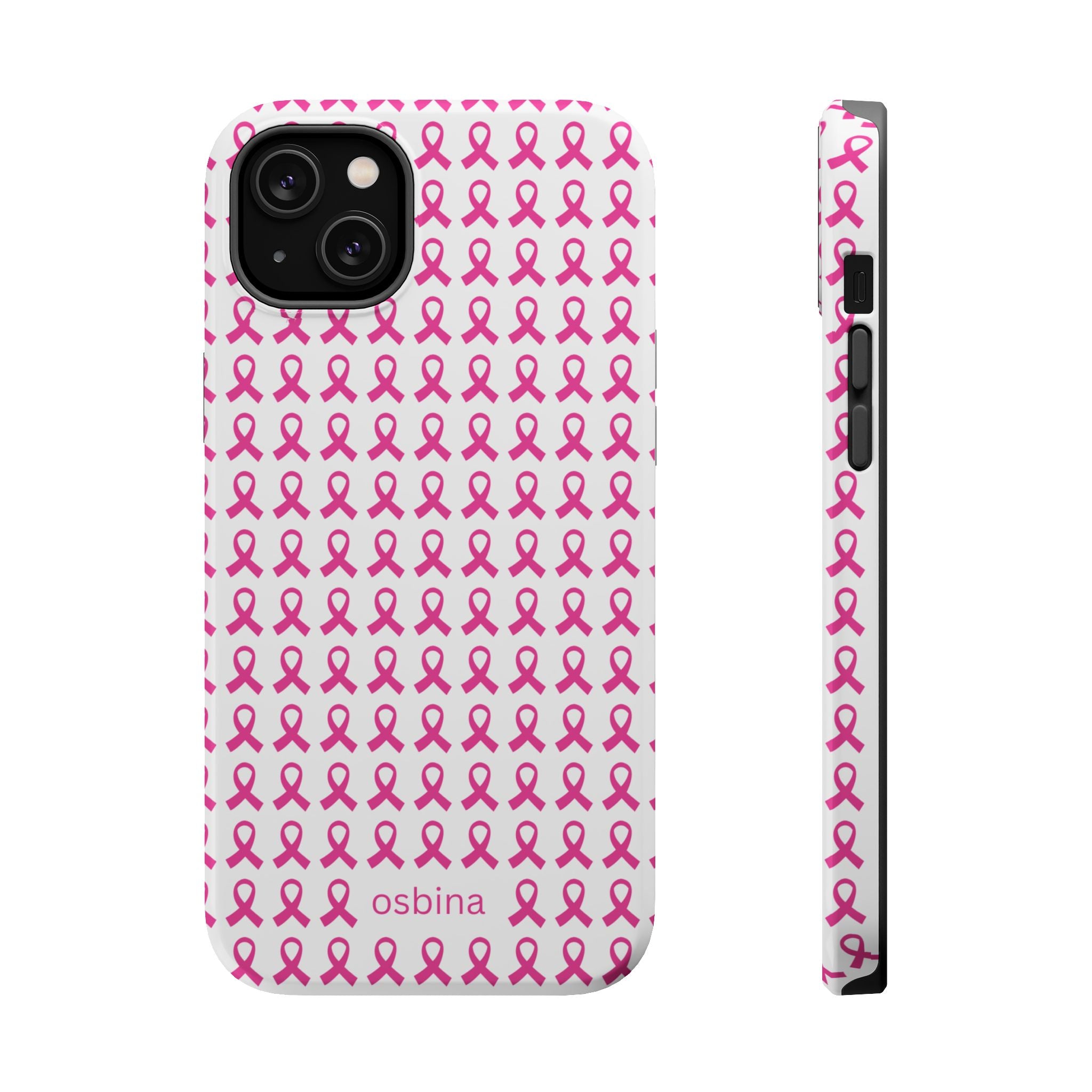 YAYOU MagSafe for iPhone | Side by Side Pink Ribbon Designer Case | osbina