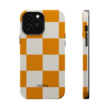 osbina | MagSafe Compatible for iPhone | Check You Out — The Orange + White Check Case | The Season Collective