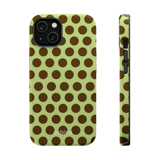 osbina | MagSafe compatible for iPhone | Chartreuse Cocoa Dots Phone Case | Color Edit Collection