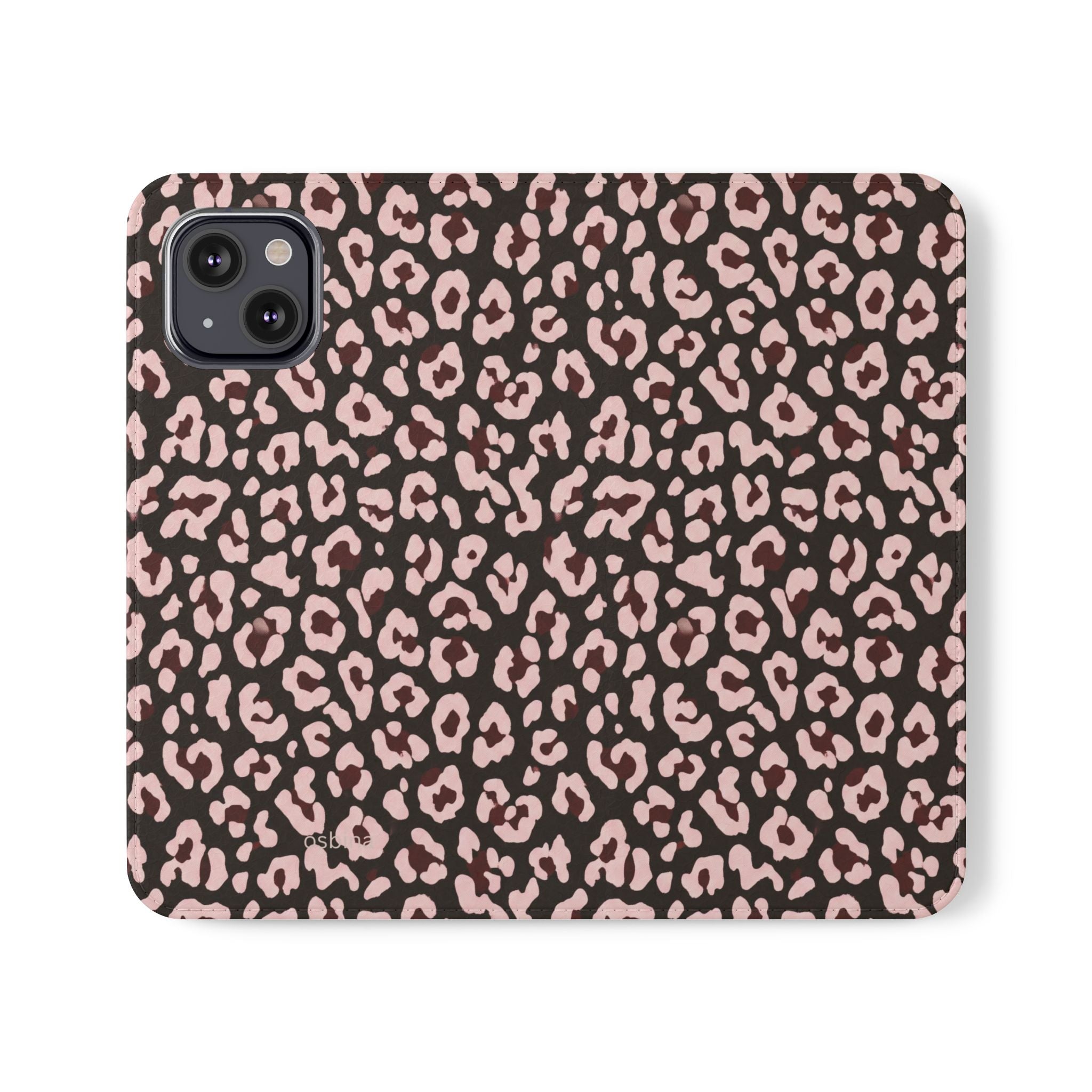 osbina | Wallet Flip Case for iPhone & Samsung | Chocolate Pink Leopard