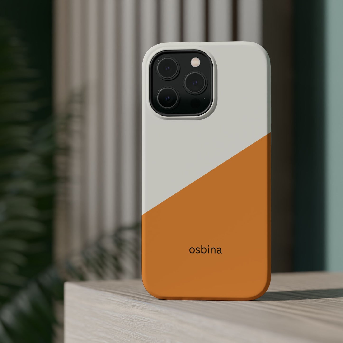 osbina | MagSafe Compatible for iPhone | Divide & Conquer — The Orange + White Split Diagonal Case | The Season Collective