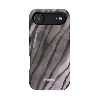 osbina | MagSafe Compatible for iPhone | Stripes on Point — The Muted Gray + Black Tiger Case | The Season Collective