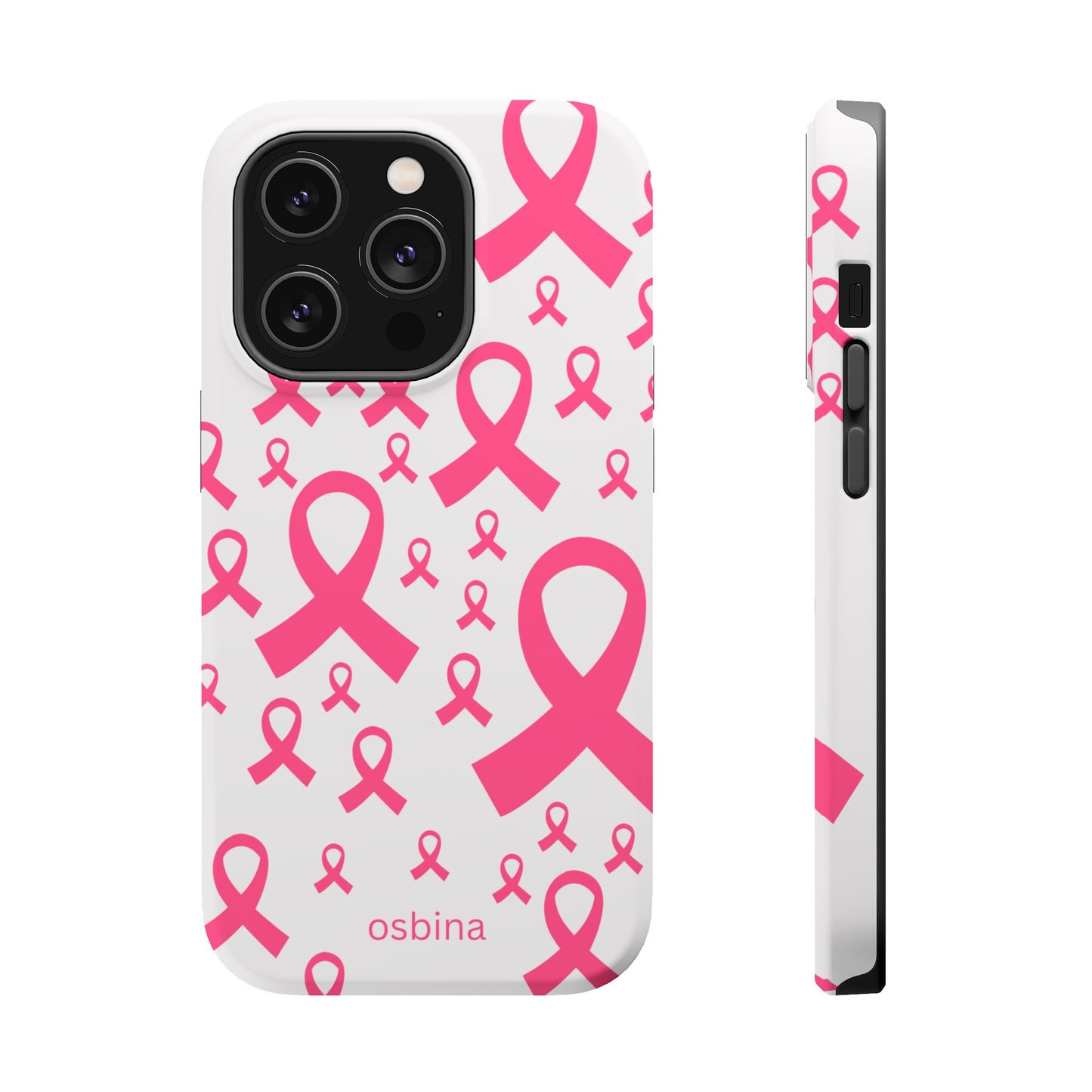 osbina |  MagSafe compatible for iPhone | Limited Edition Strength in Ribbons Case in Light Pink + Soft Pink + Hot Pink | The Pink October Collection | Inspired By