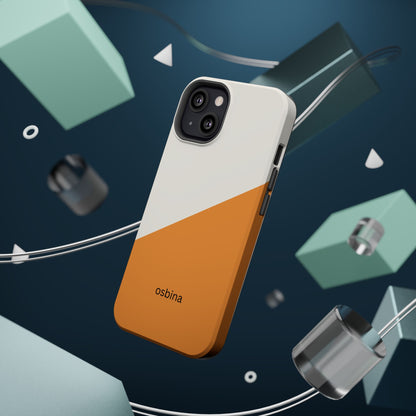 osbina | MagSafe Compatible for iPhone | Divide & Conquer — The Orange + White Split Diagonal Case | The Season Collective