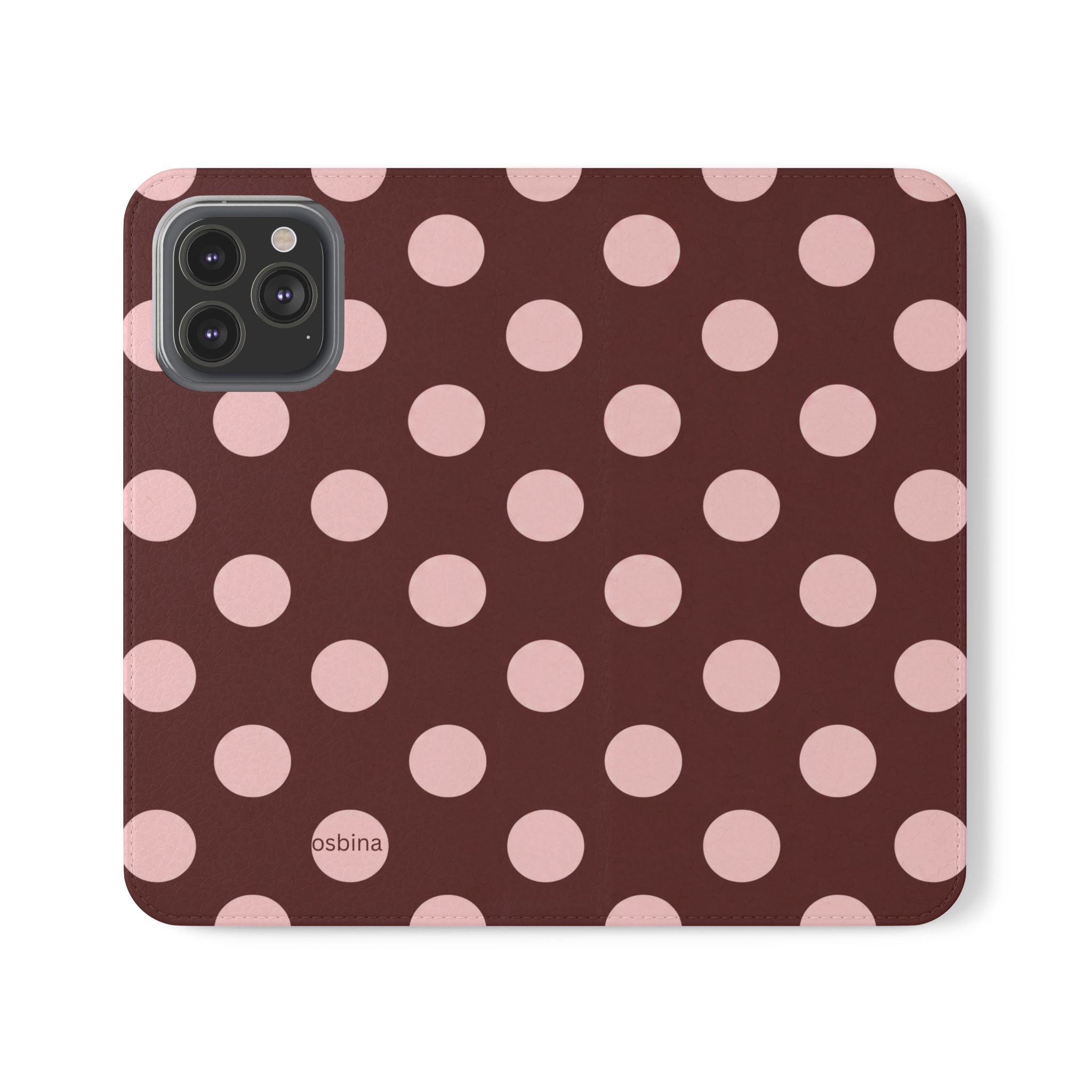 osbina | Wallet Flip Case for iPhone & Samsung | Oxblood Dot