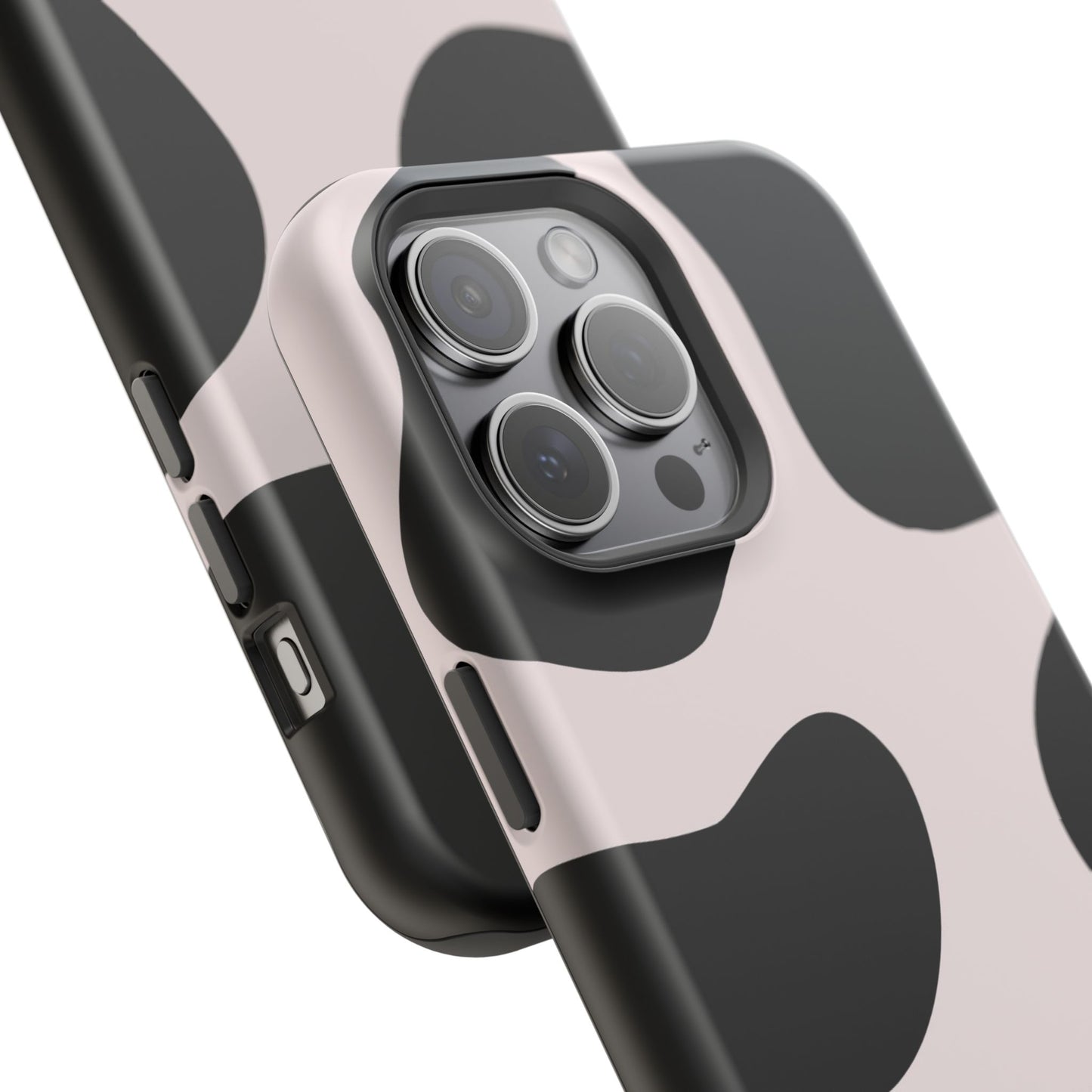 osbina | MagSafe compatible for iPhone | Prairie Chic Pink & Black Cow Print Phone Case | Modern Muse Collection