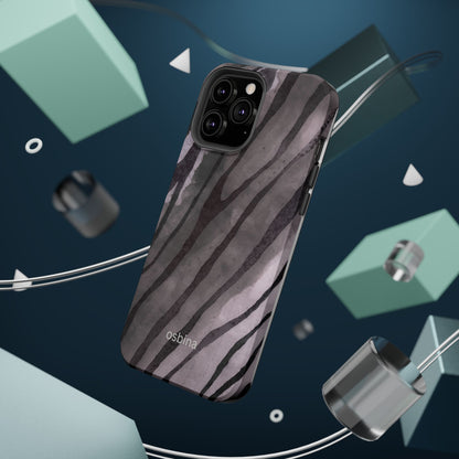 osbina | MagSafe Compatible for iPhone | Stripes on Point — The Muted Gray + Black Tiger Case | The Season Collective