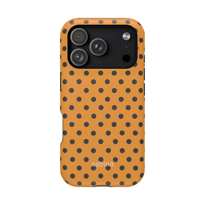 osbina | MagSafe Compatible for iPhone | Spot On Chic — The Orange + Black Polka Dot Case | The Season Collective