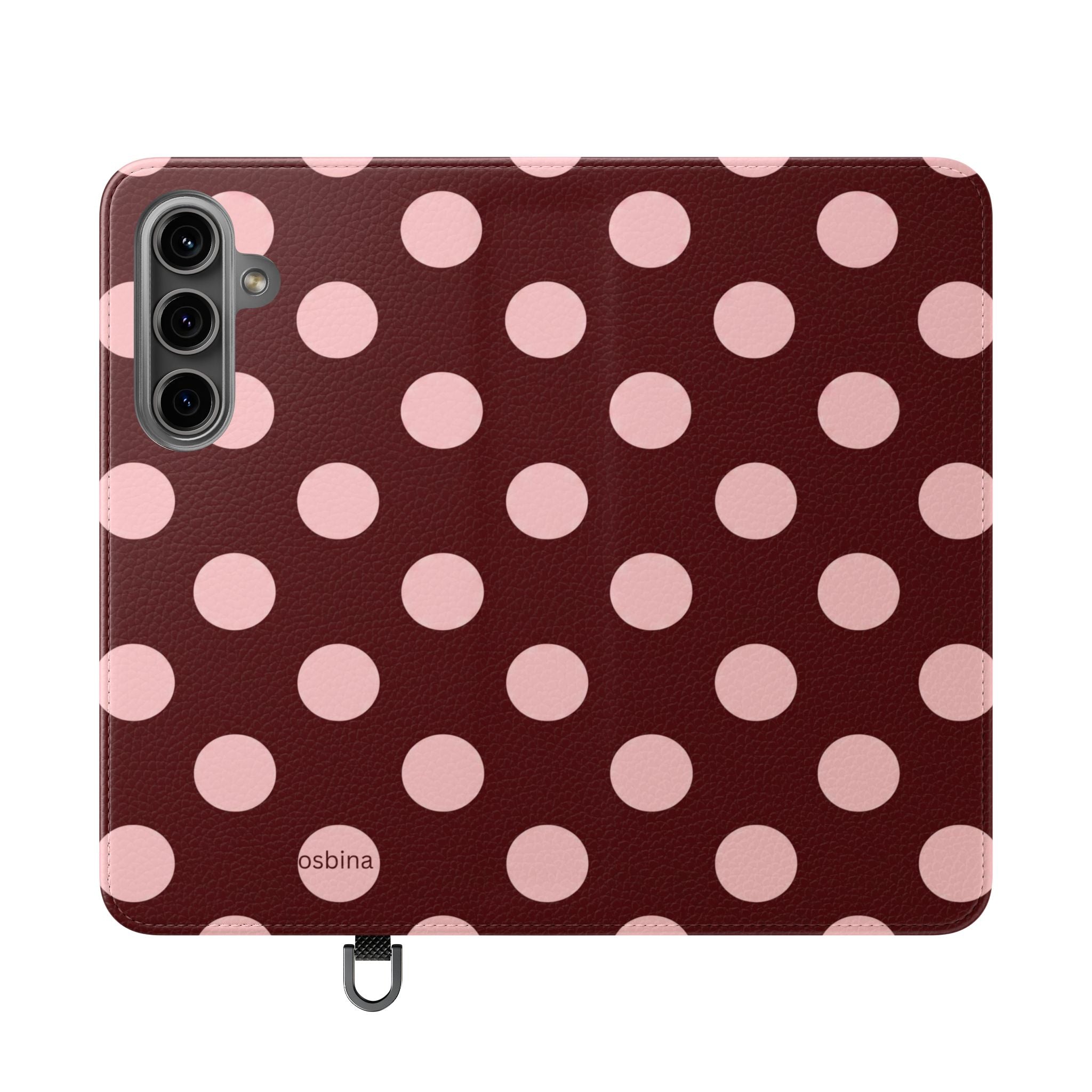 osbina | Wallet Flip Case for iPhone & Samsung | Oxblood Dot