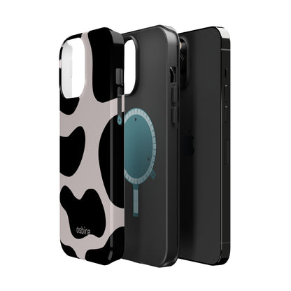 osbina | MagSafe compatible for iPhone | Prairie Chic Pink & Black Cow Print Phone Case | Modern Muse Collection