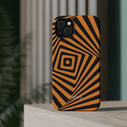 osbina | MagSafe Compatible for iPhone | Step Into the Zone — The Orange + Black Spiral Case | The Season Collective