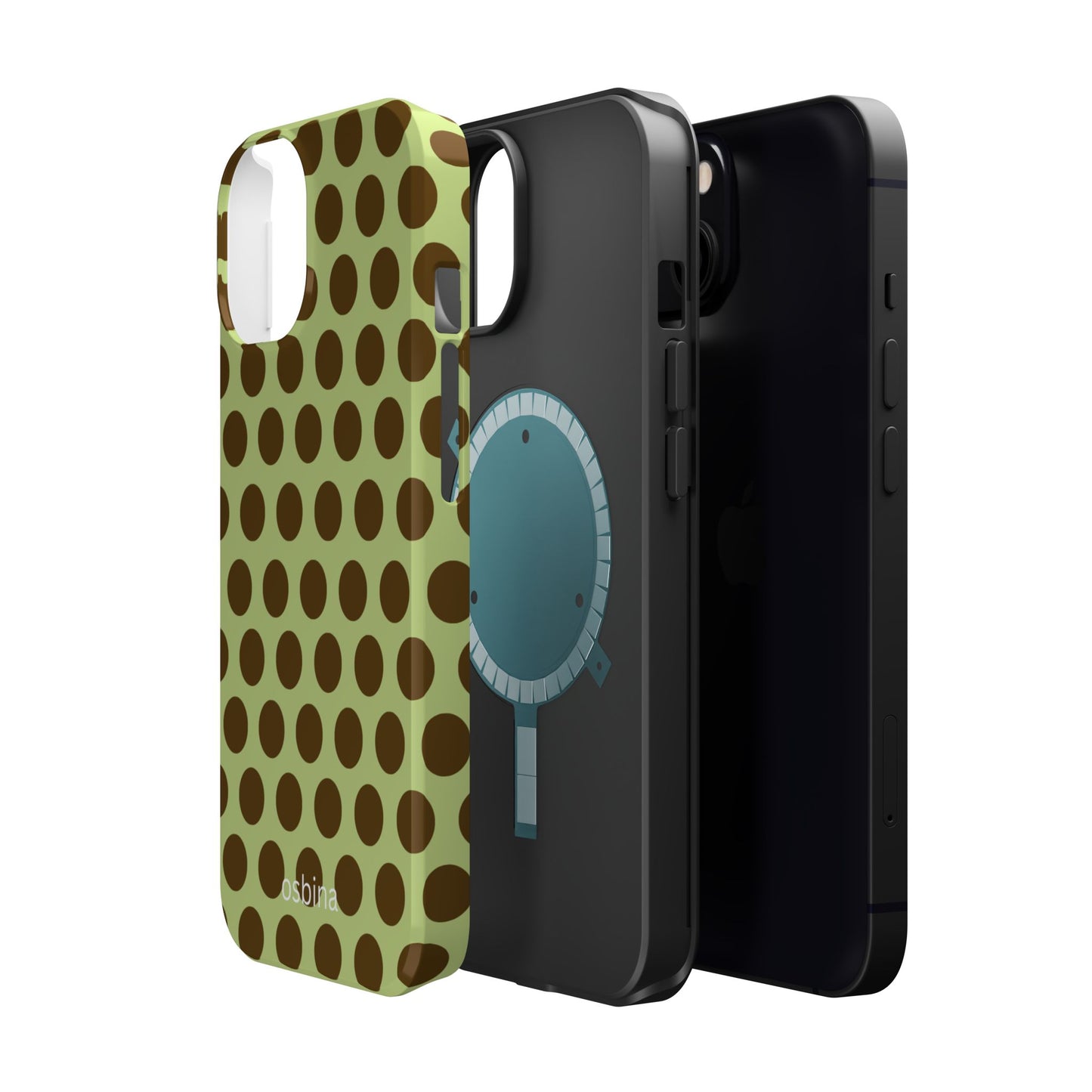 osbina | MagSafe compatible for iPhone | Chartreuse Cocoa Dots Phone Case | Color Edit Collection