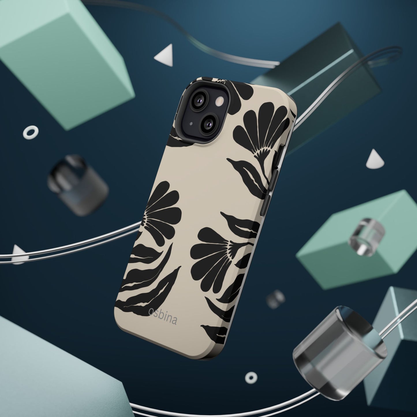 osbina | MagSafe compatible for iPhone | Obsidian Bloom Flower Phone Case | Modern Muse Collection