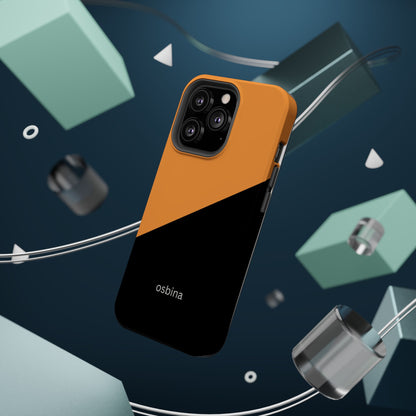 osbina | MagSafe Compatible for iPhone | Bold Moves Only — The Orange + Black Split Diagonal Case | The Season Collective