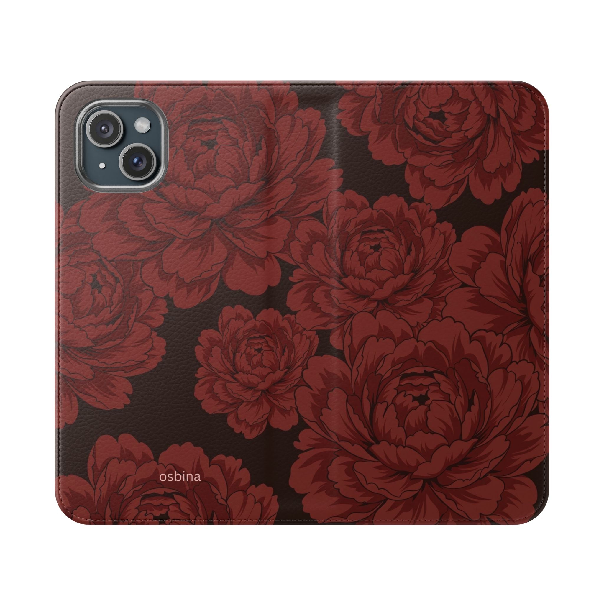 osbina | Wallet Flip Case for iPhone & Samsung | Oxblood Peony