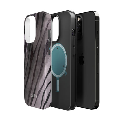 osbina | MagSafe Compatible for iPhone | Stripes on Point — The Muted Gray + Black Tiger Case | The Season Collective