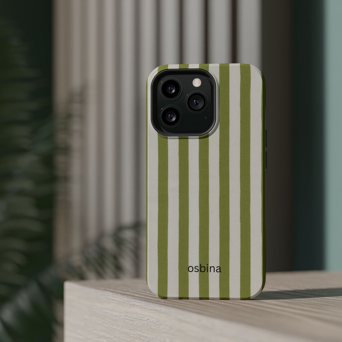 osbina | MagSafe compatible for iPhone | Verde Stripe Phone Case | Color Edit Collection