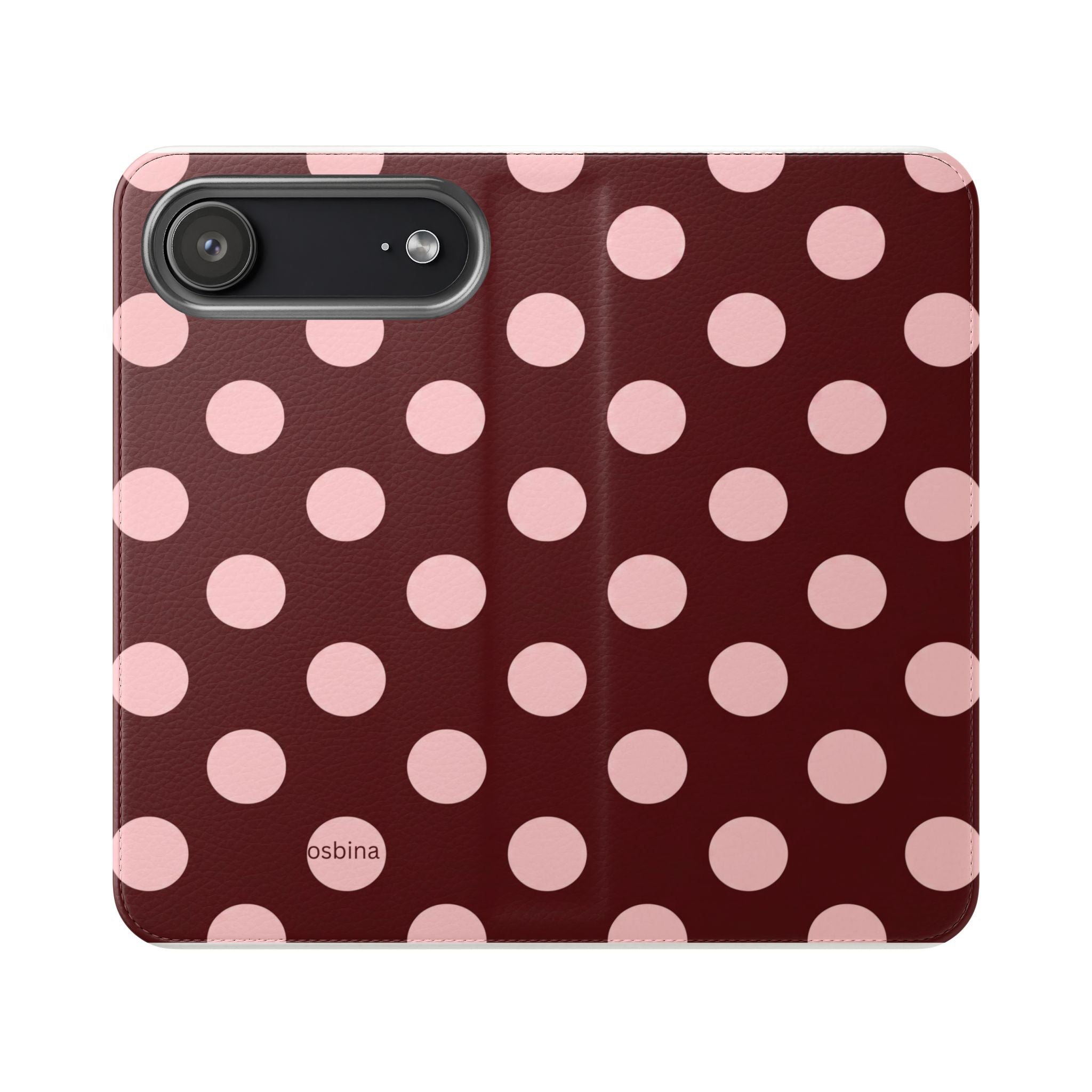osbina | Wallet Flip Case for iPhone & Samsung | Oxblood Dot