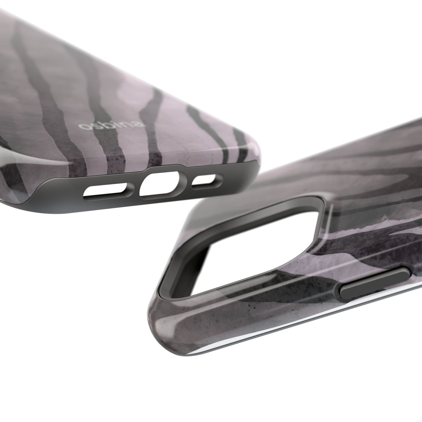 osbina | MagSafe Compatible for iPhone | Stripes on Point — The Muted Gray + Black Tiger Case | The Season Collective