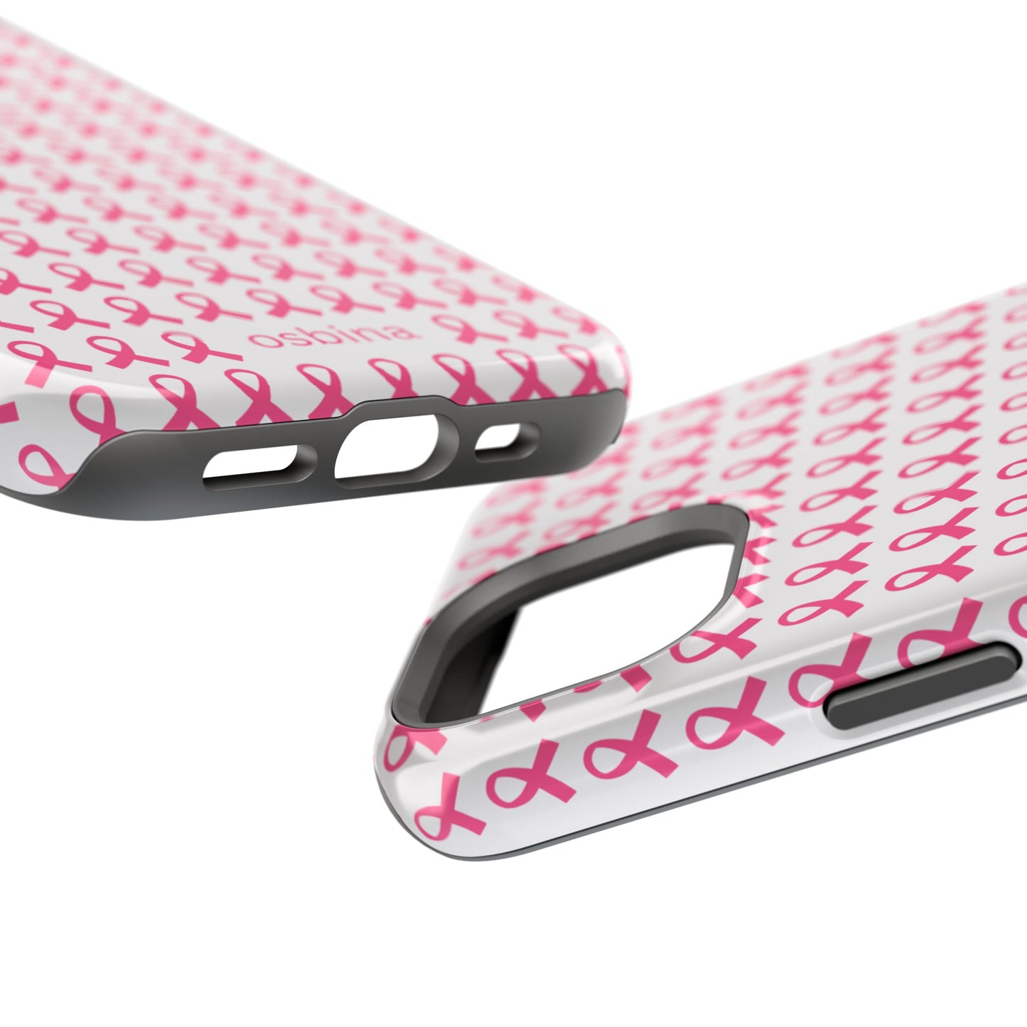 osbina |  MagSafe compatible for iPhone | Limited Edition The Side By Side Pink Ribbons Case in Light Pink + Soft Pink + Hot Pink | The Pink October Collection | Inspired By