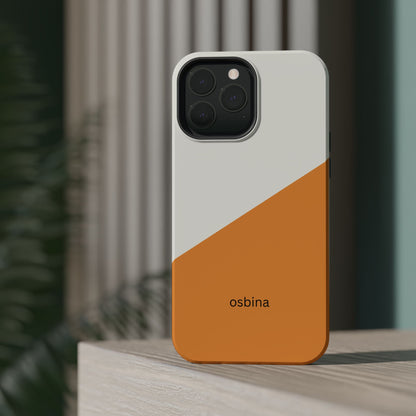 osbina | MagSafe Compatible for iPhone | Divide & Conquer — The Orange + White Split Diagonal Case | The Season Collective