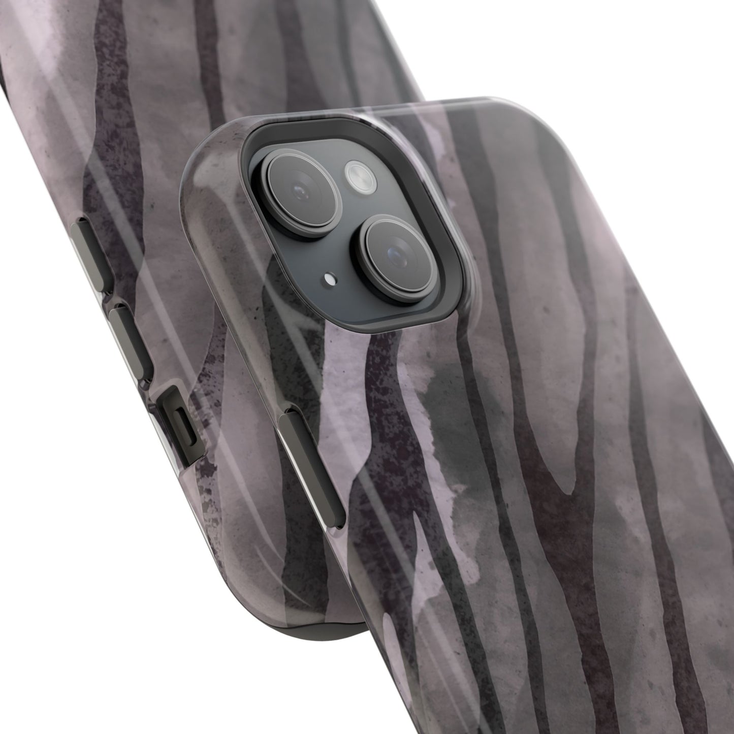 osbina | MagSafe Compatible for iPhone | Stripes on Point — The Muted Gray + Black Tiger Case | The Season Collective