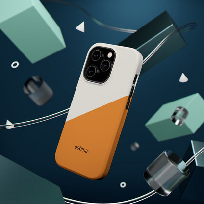 osbina | MagSafe Compatible for iPhone | Divide & Conquer — The Orange + White Split Diagonal Case | The Season Collective