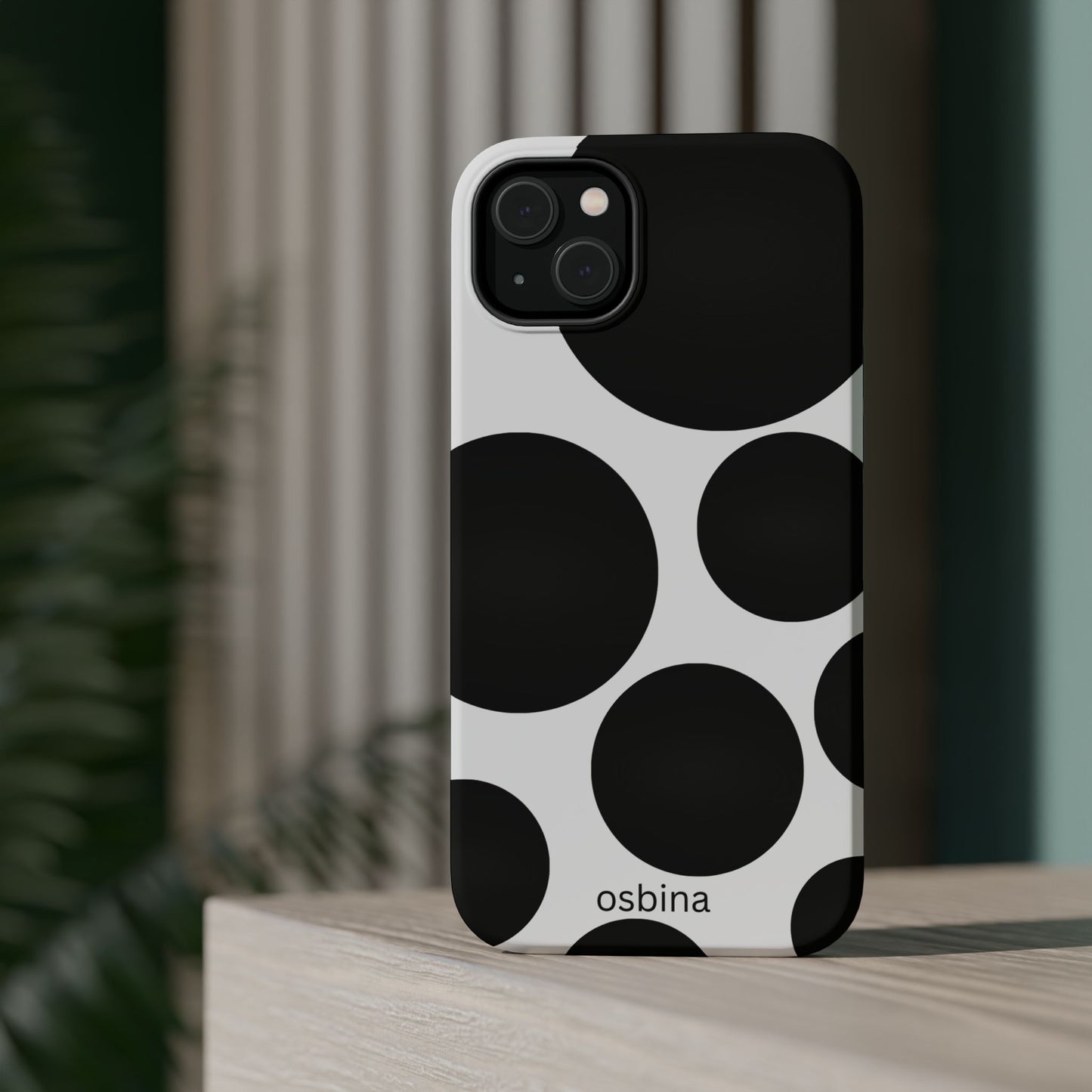osbina | MagSafe compatible for iPhone | The Noir Bubbles Phone Case | Modern Muse Collection