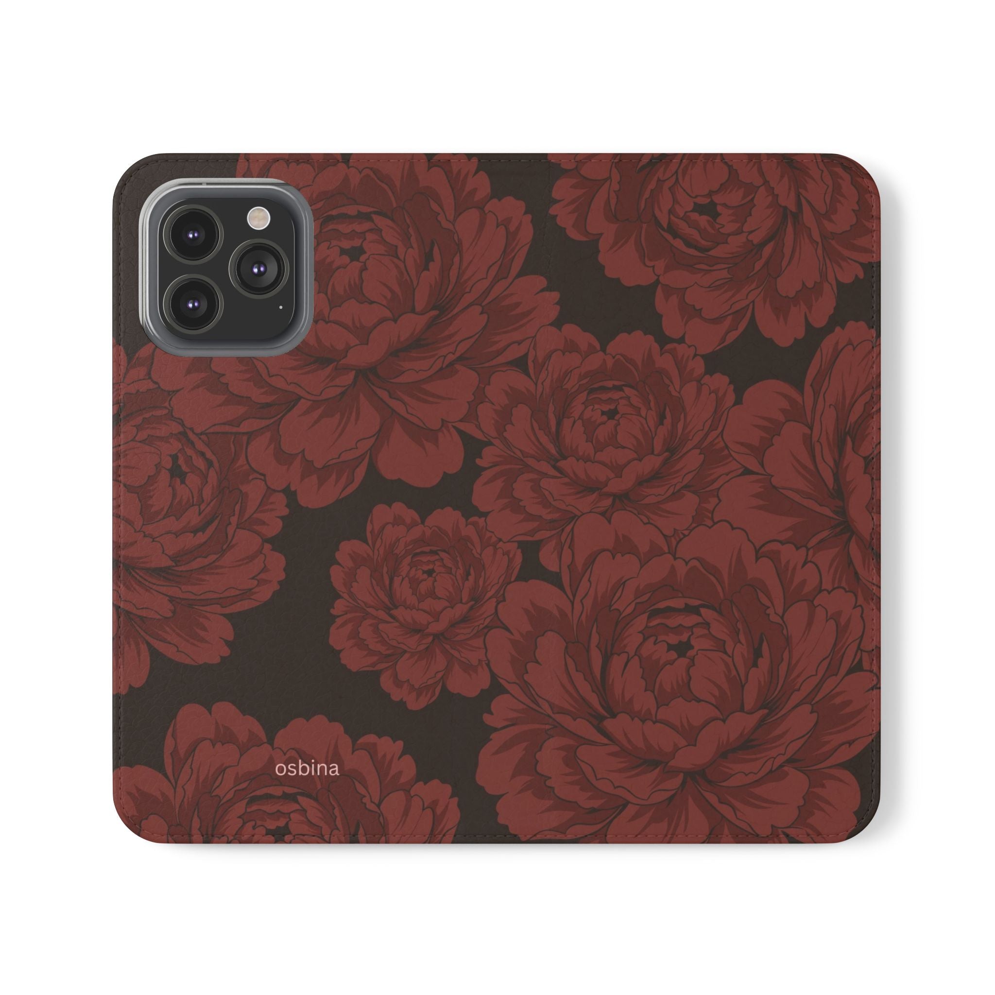 osbina | Wallet Flip Case for iPhone & Samsung | Oxblood Peony
