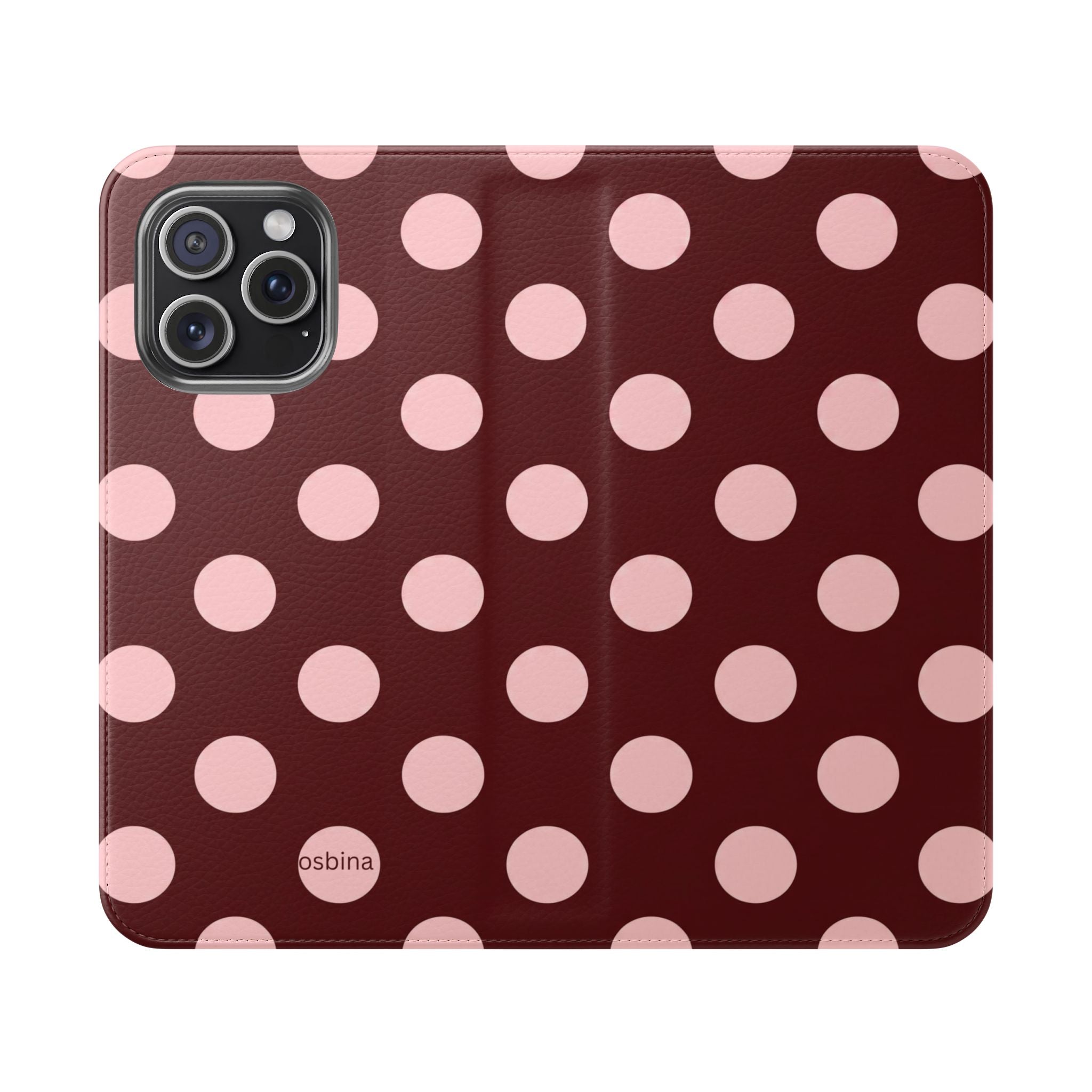 osbina | Wallet Flip Case for iPhone & Samsung | Oxblood Dot