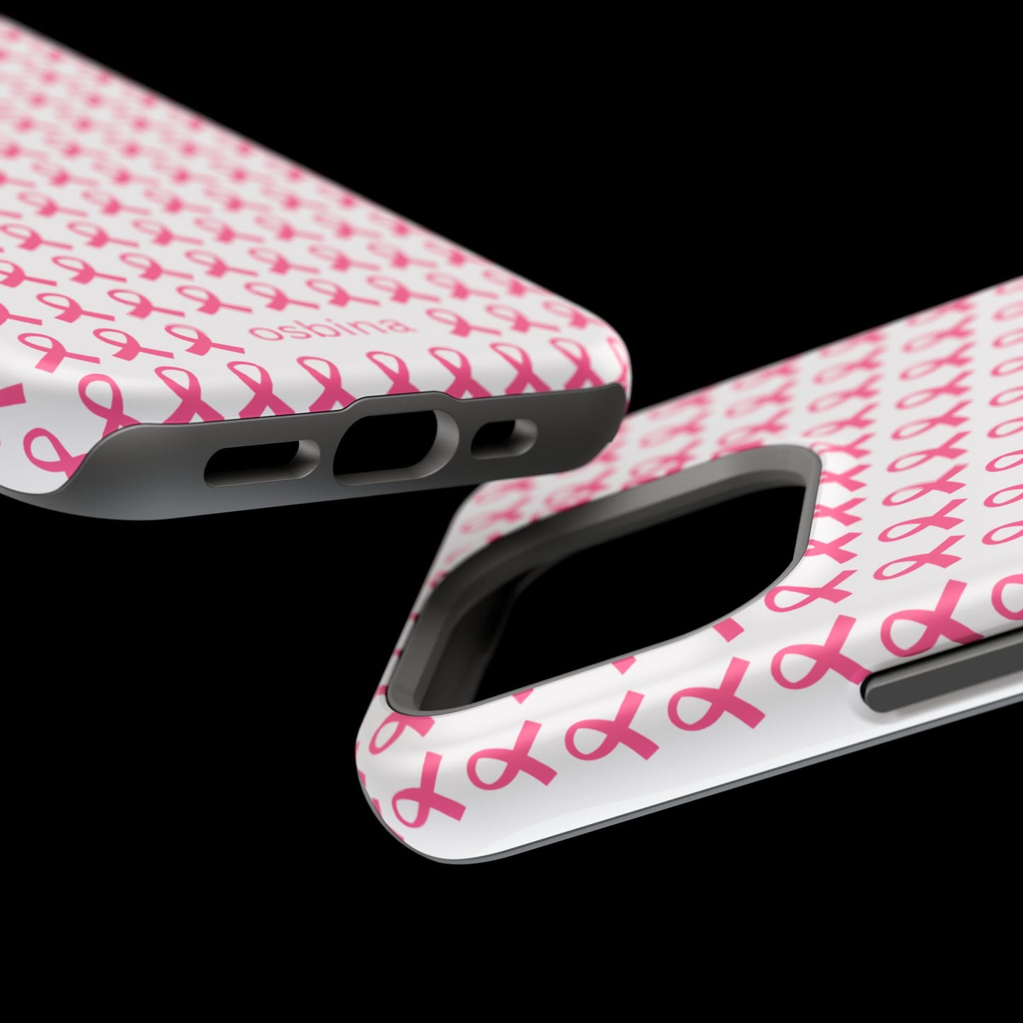 osbina |  MagSafe compatible for iPhone | Limited Edition The Side By Side Pink Ribbons Case in Light Pink + Soft Pink + Hot Pink | The Pink October Collection | Inspired By