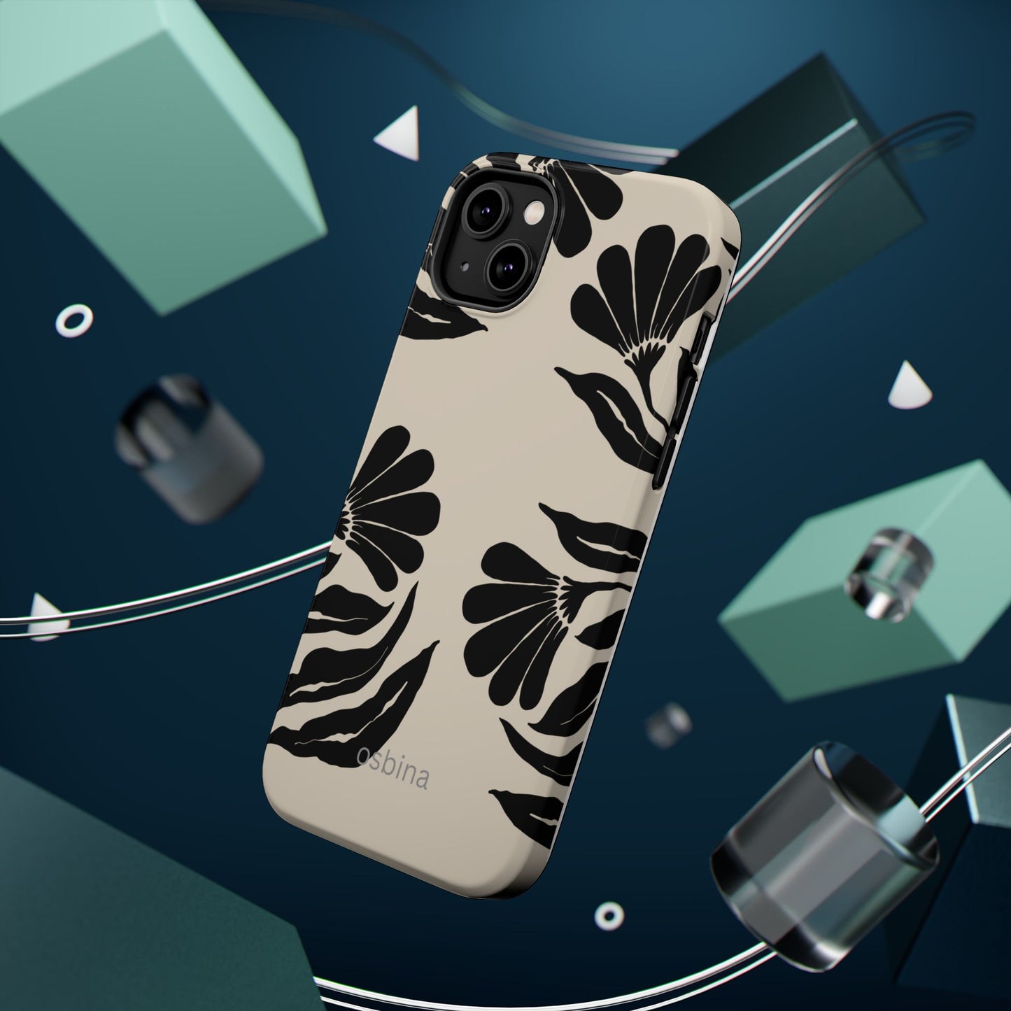 osbina | MagSafe compatible for iPhone | Obsidian Bloom Flower Phone Case | Modern Muse Collection