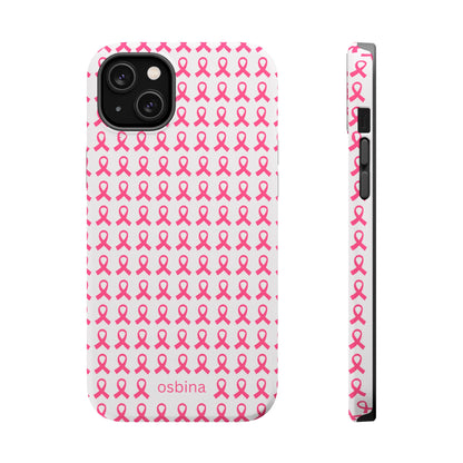 osbina |  MagSafe compatible for iPhone | Limited Edition The Side By Side Pink Ribbons Case in Light Pink + Soft Pink + Hot Pink | The Pink October Collection | Inspired By