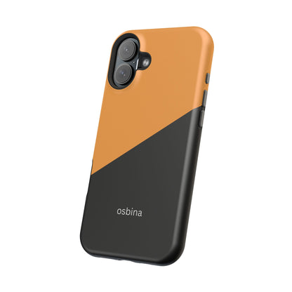 osbina | MagSafe Compatible for iPhone | Bold Moves Only — The Orange + Black Split Diagonal Case | The Season Collective