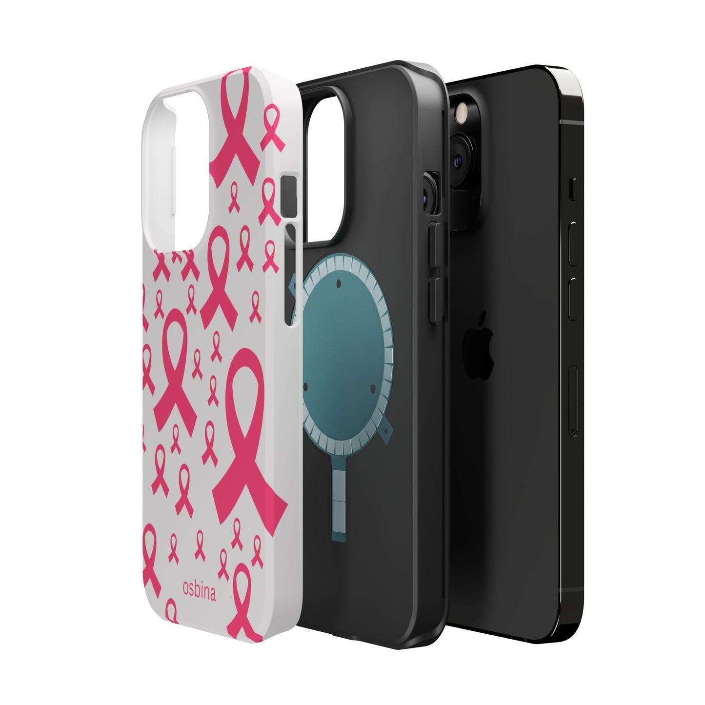 osbina |  MagSafe compatible for iPhone | Limited Edition Strength in Ribbons Case in Light Pink + Soft Pink + Hot Pink | The Pink October Collection | Inspired By