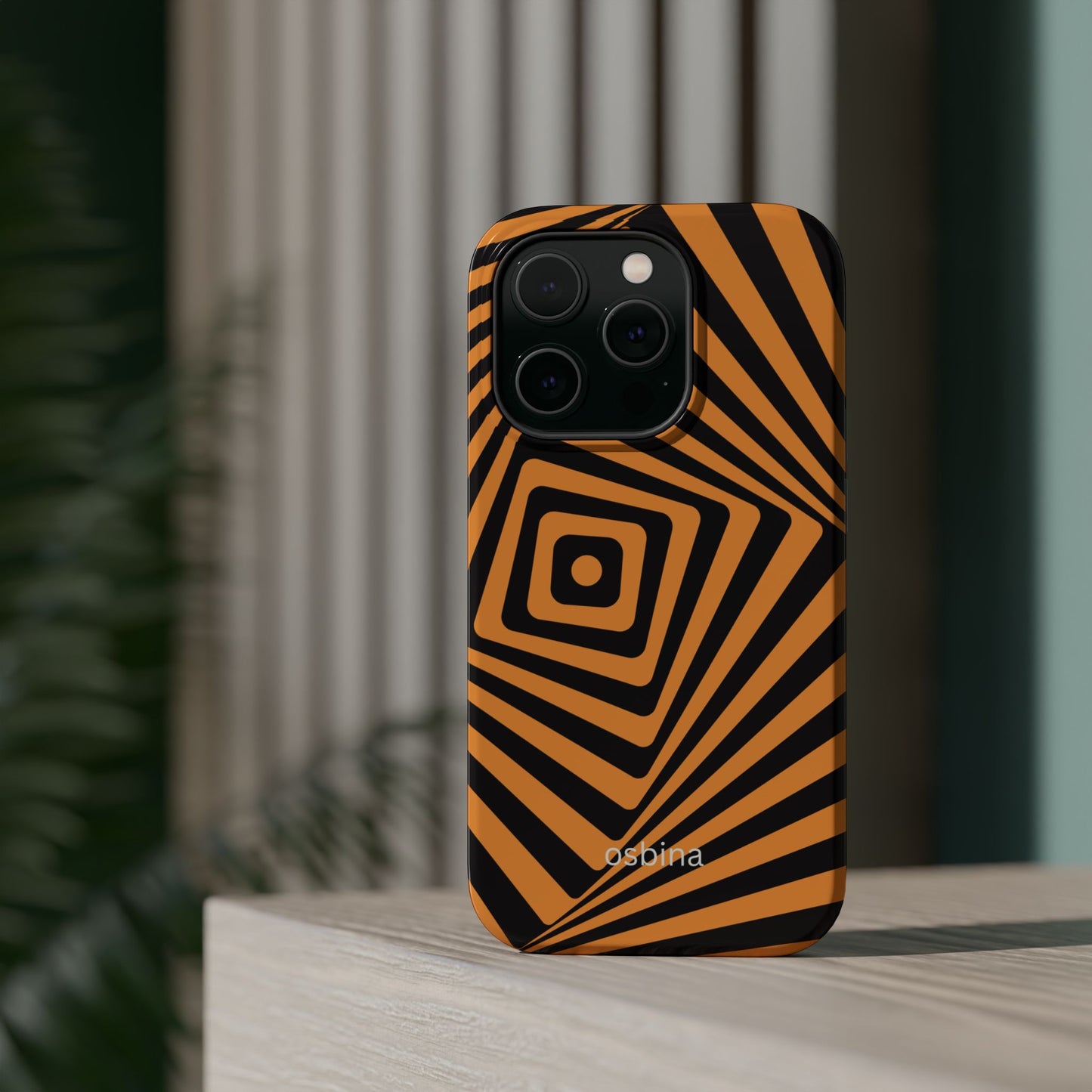 osbina | MagSafe Compatible for iPhone | Step Into the Zone — The Orange + Black Spiral Case | The Season Collective