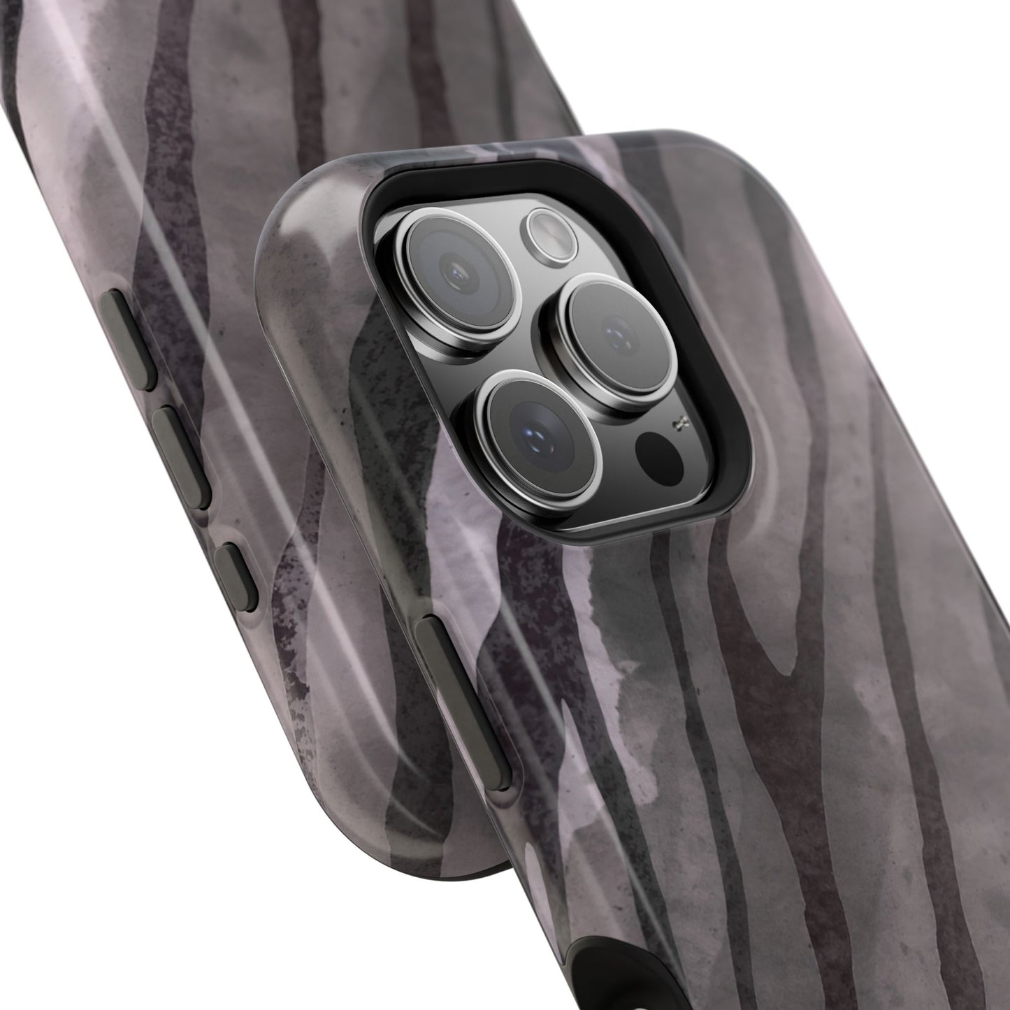 osbina | MagSafe Compatible for iPhone | Stripes on Point — The Muted Gray + Black Tiger Case | The Season Collective