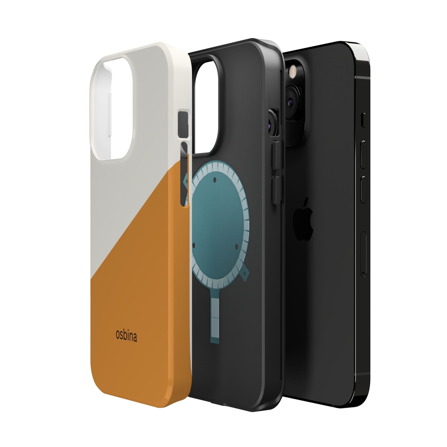 osbina | MagSafe Compatible for iPhone | Divide & Conquer — The Orange + White Split Diagonal Case | The Season Collective