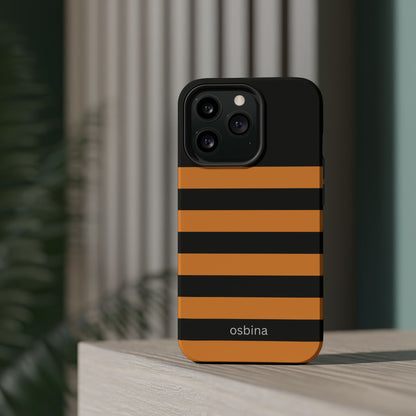 osbina | MagSafe Compatible for iPhone | The Horizon Stripe Case in Black + Orange | The Season Collective
