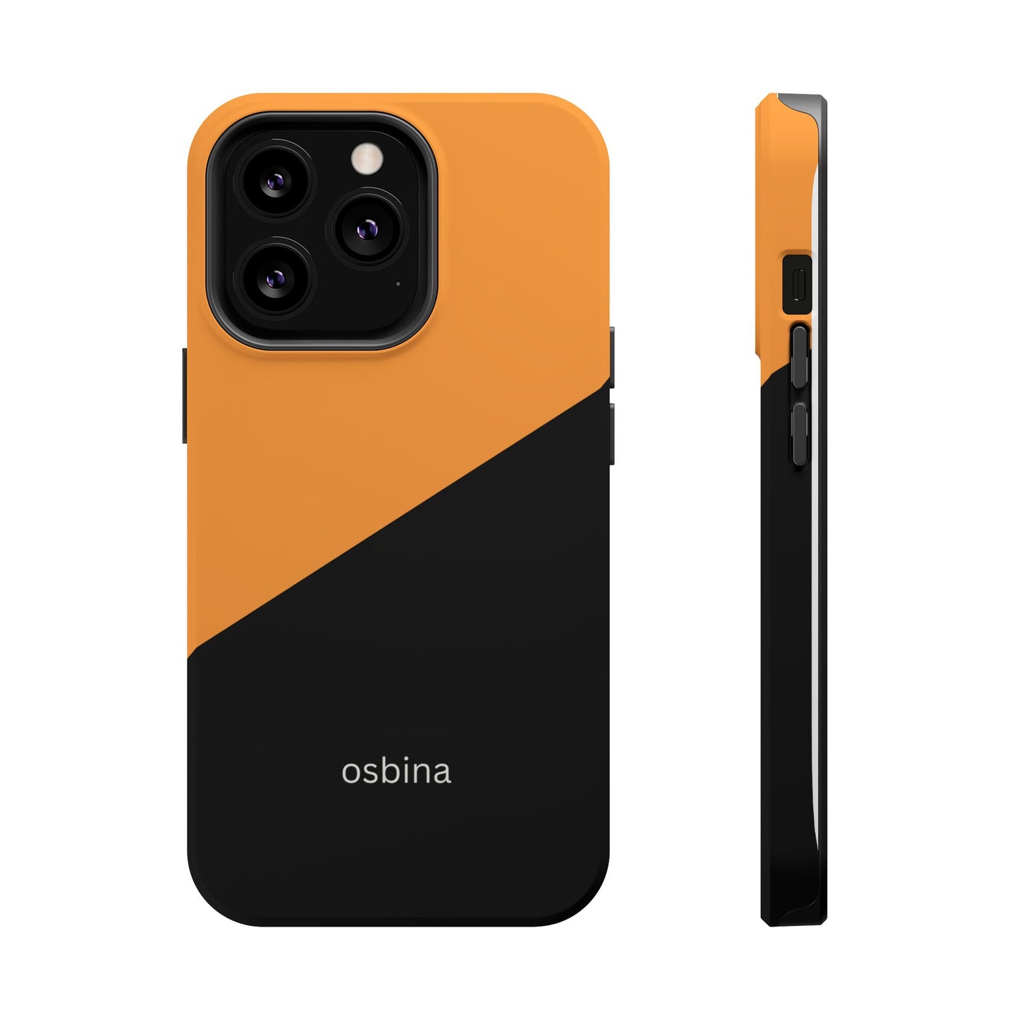 osbina | MagSafe Compatible for iPhone | Bold Moves Only — The Orange + Black Split Diagonal Case | The Season Collective