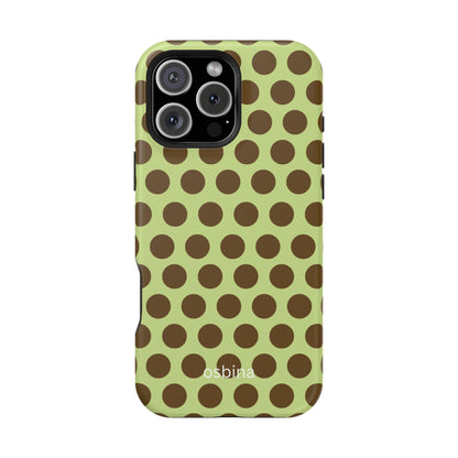 osbina | MagSafe compatible for iPhone | Chartreuse Cocoa Dots Phone Case | Color Edit Collection