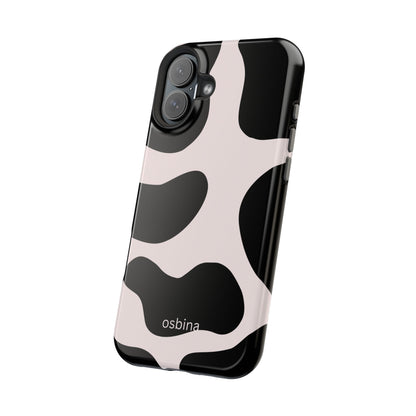 osbina | MagSafe compatible for iPhone | Prairie Chic Pink & Black Cow Print Phone Case | Modern Muse Collection