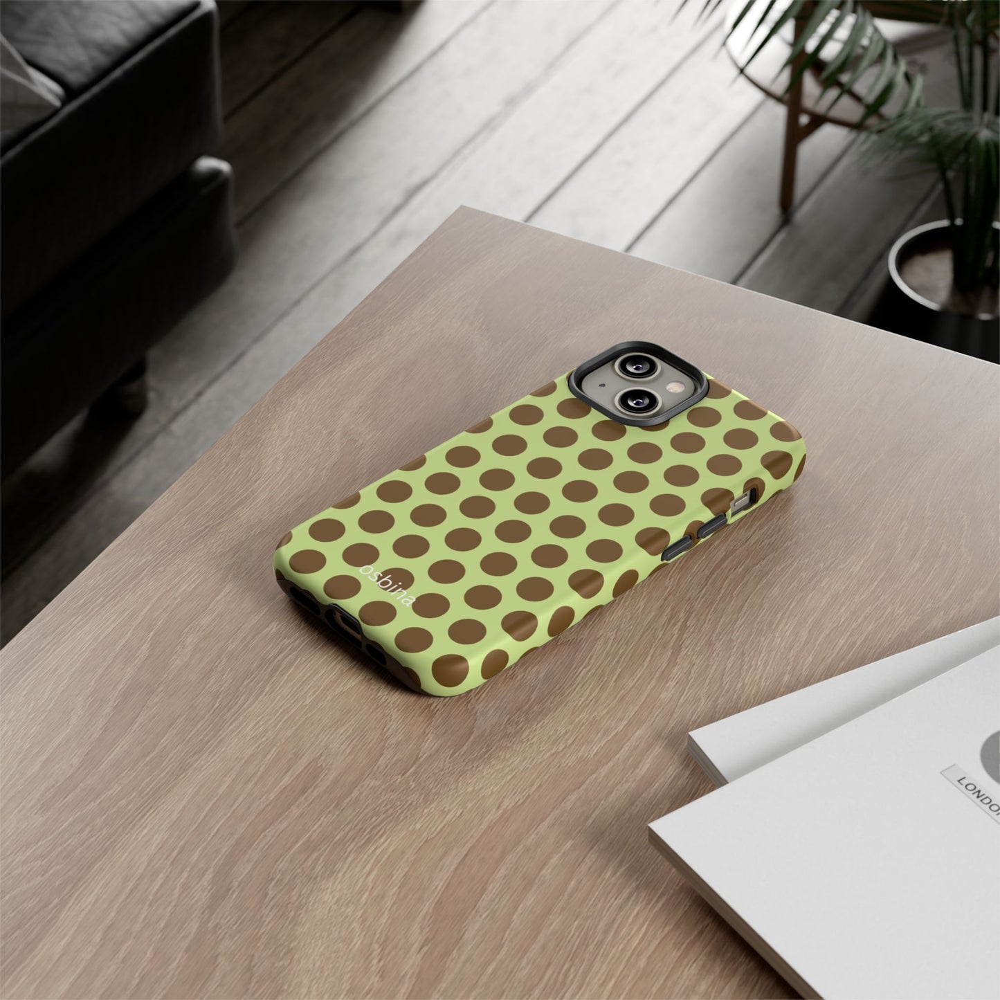 osbina | Chartreuse Cocoa Dots Phone Case | Color Edit Collection