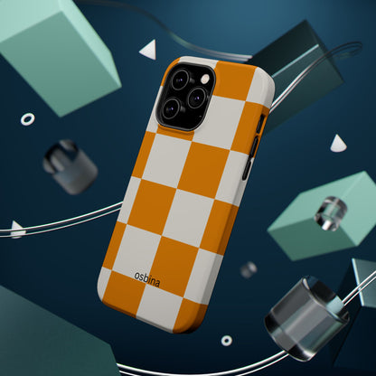 osbina | MagSafe Compatible for iPhone | Check You Out — The Orange + White Check Case | The Season Collective